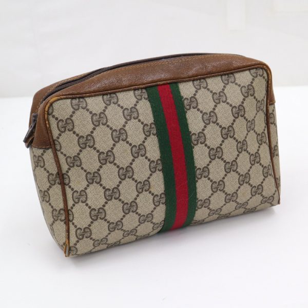 2000097255300100 1 Gucci Gg Plus Sherry Line Canvas Pack Brown Red Green