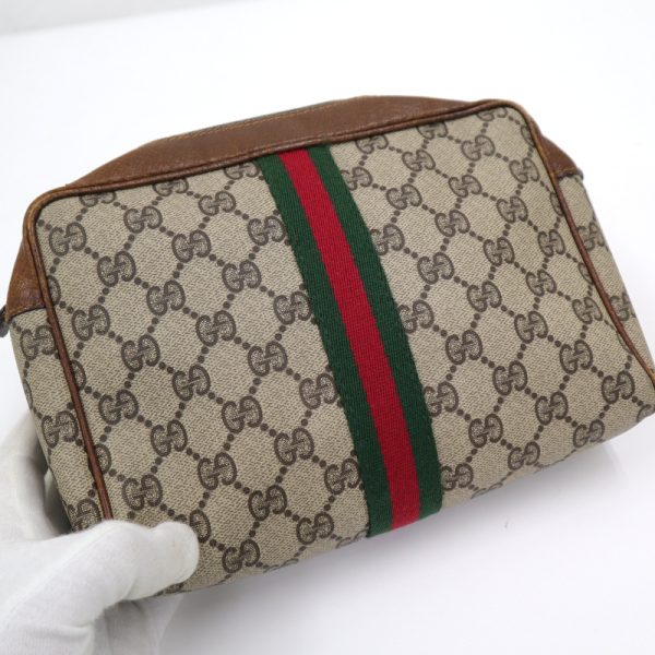 2000097255300100 2 Gucci Gg Plus Sherry Line Canvas Pack Brown Red Green