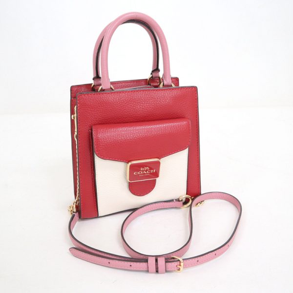 2000099256000134 1 Coach Mini Pepper Chain Shoulder Bag Leather Red Gold