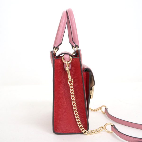 2000099256000134 3 Coach Mini Pepper Chain Shoulder Bag Leather Red Gold