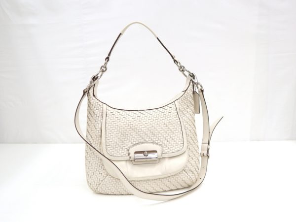 2000099256100062 1 Coach Shoulder Bag White Mesh Leather Line