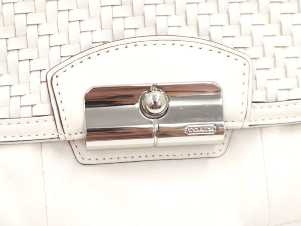 2000099256100062 7 Coach Shoulder Bag White Mesh Leather Line