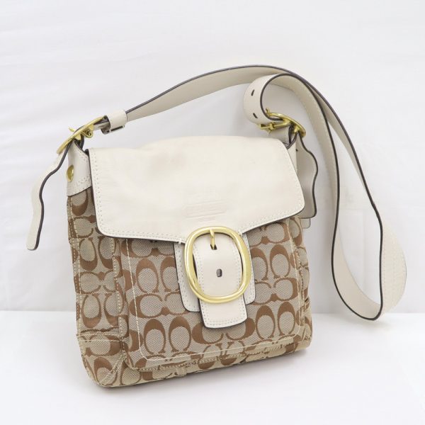 2000099256100073 1 Coach Shoulder Bag Signature Canvas Beige Brown