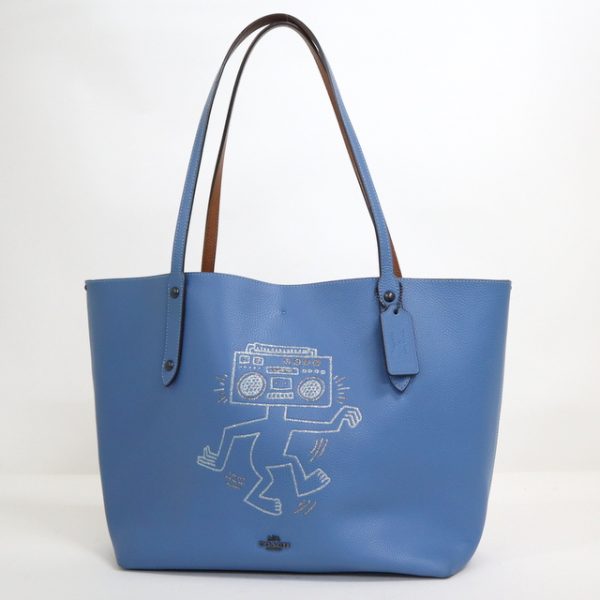 2000099256100140 1 Coach Keith Haring Collaboration Tote Bag Leather Blue