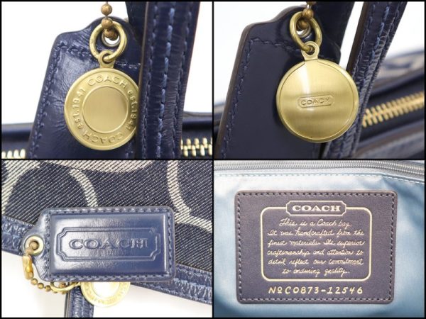 2000099256300045 7 Coach Signature Tote Bag Canvas Leather Navy