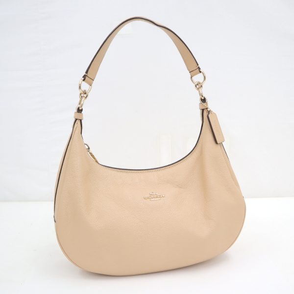 2000099256500071 1 Coach Shoulder Bag Logo Leather Beige Gold