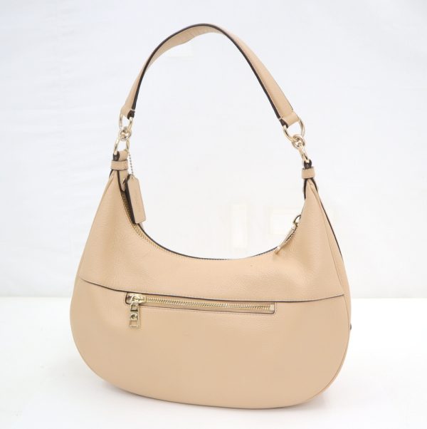 2000099256500071 2 Coach Shoulder Bag Logo Leather Beige Gold