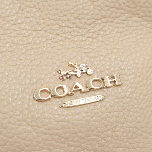 2000099256500071 3 Coach Shoulder Bag Logo Leather Beige Gold