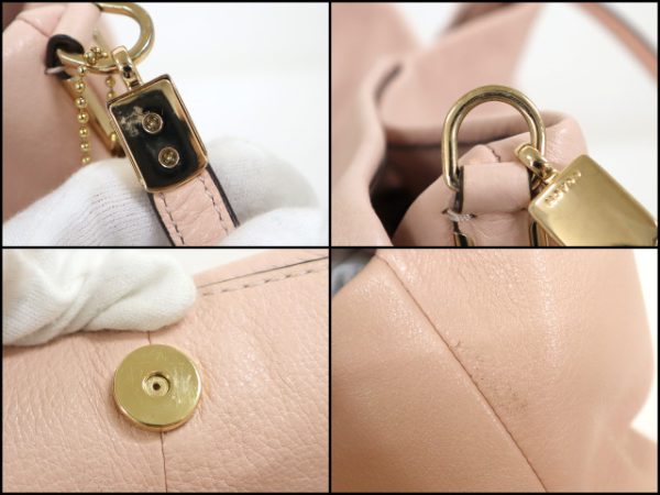 2000099256500155 9 Coach Shoulder Bag Logo Tag Leather Pink Gold