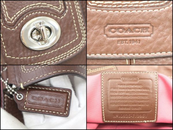 2000100255300047 8 Coach Hamptons Handbag Leather Brown Silver