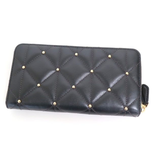 2000102256100021 2 Coach Accordion Round Zipper Long Wallet Quilted Black