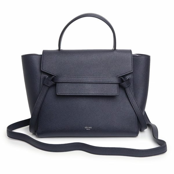 200012303019 Celine Belt Bag Micro 2WAY Grain Calfskin Handbag Navy