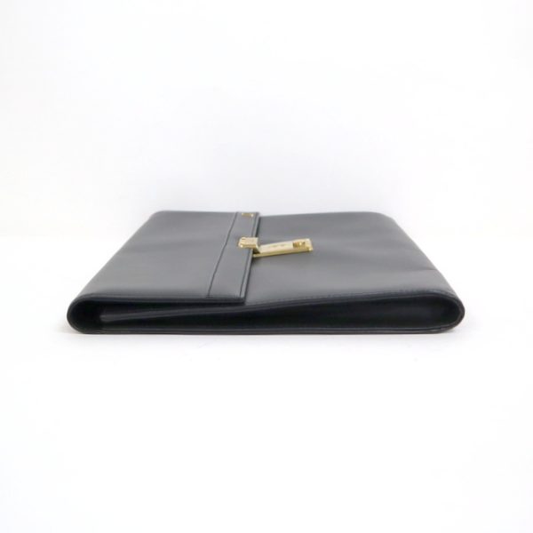 2000136256300004 3 Dunhill Clutch Bag Leather Black Gold