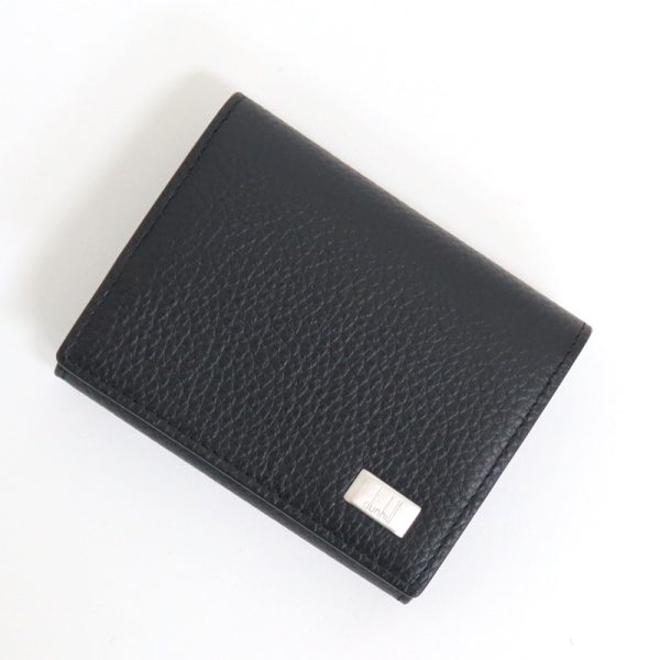 2000137256000002 1 Dunhill Bifold Coin Case Leather Black Silver