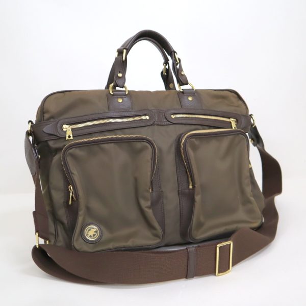 2000147256500004 1 Hunting World Business Bag Nylon Leather Khaki Gold