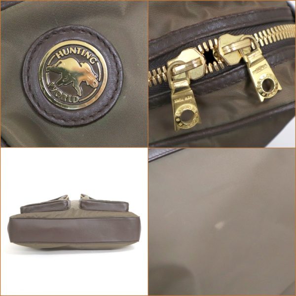 2000147256500004 4 Hunting World Business Bag Nylon Leather Khaki Gold