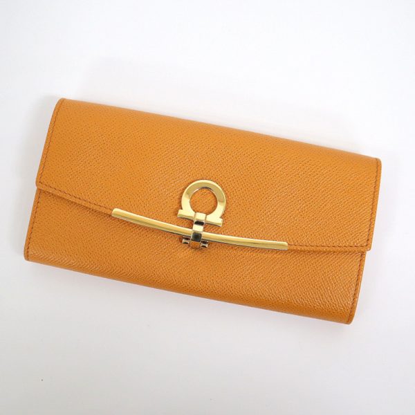 2000198255400018 1 Ferragamo Gancini Long Wallet Orange