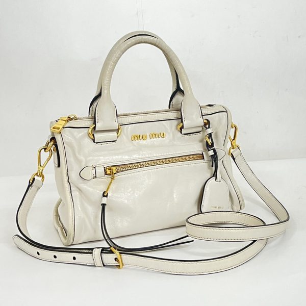 2000255256500011 1 Miu Miu 2WAY bag leather off white x gold hardware RL0104