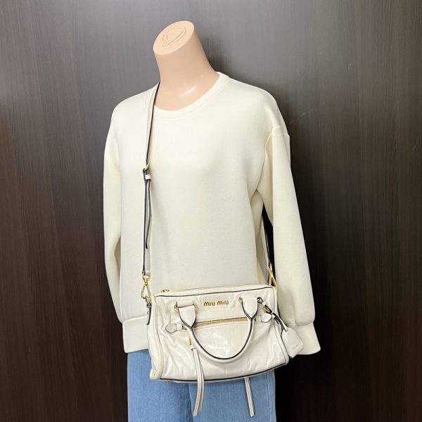 2000255256500011 10 Miu Miu 2WAY bag leather off white x gold hardware RL0104