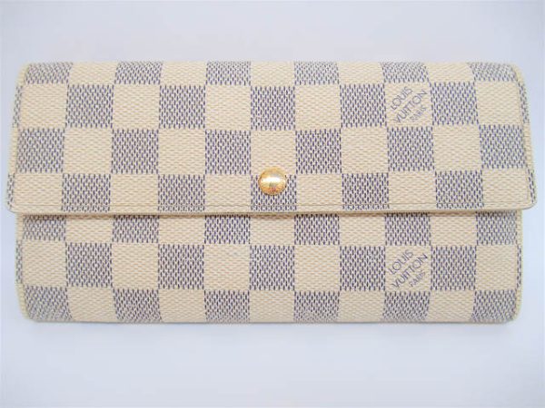 20003726 1 LOUIS VUITTON Zippered Long Wallet Damier Azur N61735 Portefeuille Sara