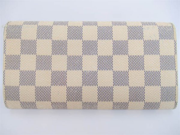 20003726 2 LOUIS VUITTON Zippered Long Wallet Damier Azur N61735 Portefeuille Sara