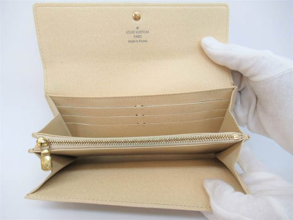 20003726 3 LOUIS VUITTON Zippered Long Wallet Damier Azur N61735 Portefeuille Sara