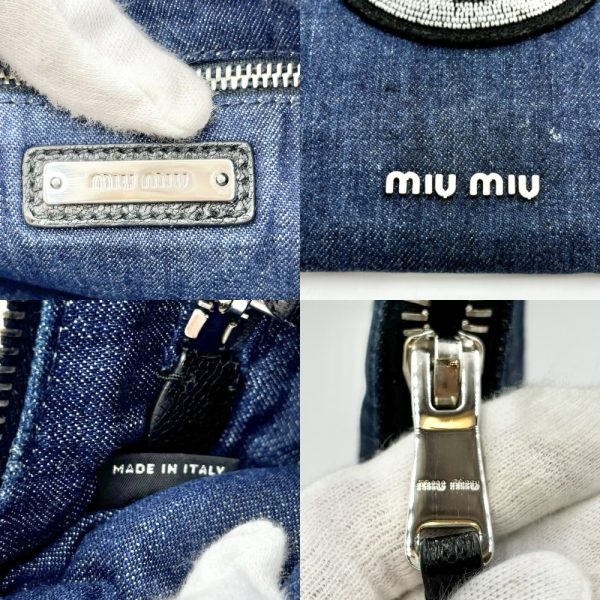 2000457246900006 11 Miu Miu Bike Clutch 5BF063 Denim Beads Navy Silver