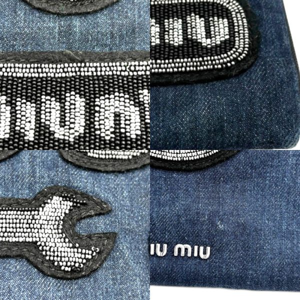 2000457246900006 12 Miu Miu Bike Clutch 5BF063 Denim Beads Navy Silver