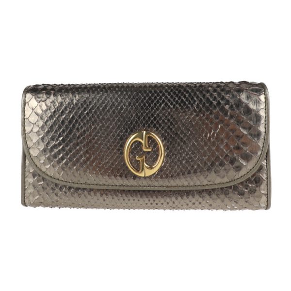 2002093007099 1 Gucci Double G Long Wallet Python Gunmetal