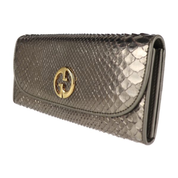 2002093007099 2 Gucci Double G Long Wallet Python Gunmetal