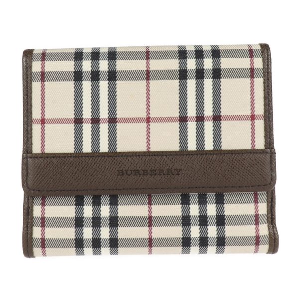 2002093007106 1 Burberry Canvas Leather Bifold Wallet Beige Brown