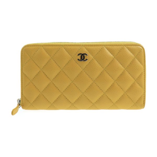 2005023007046 1 Chanel Matelasse Round Zipper Long Wallet Yellow