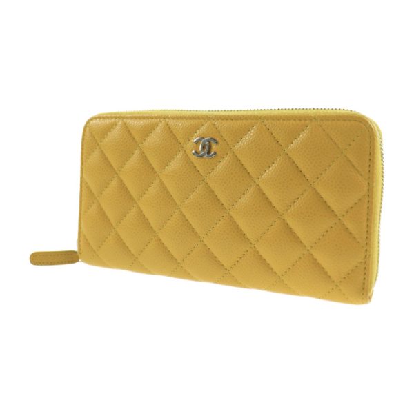 2005023007046 2 Chanel Matelasse Round Zipper Long Wallet Yellow