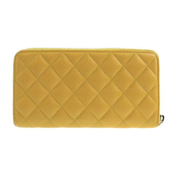 2005023007046 3 Chanel Matelasse Round Zipper Long Wallet Yellow