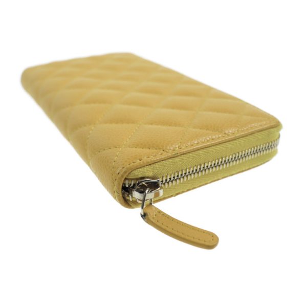 2005023007046 5 Chanel Matelasse Round Zipper Long Wallet Yellow