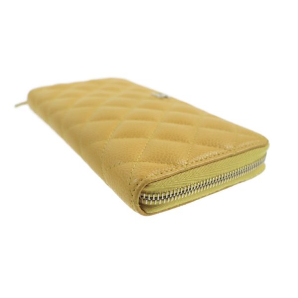 2005023007046 6 Chanel Matelasse Round Zipper Long Wallet Yellow