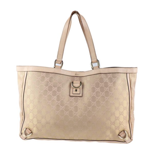 2008093002160 1 Gucci Abbey Tote Handbag GG Canvas Pink Gold