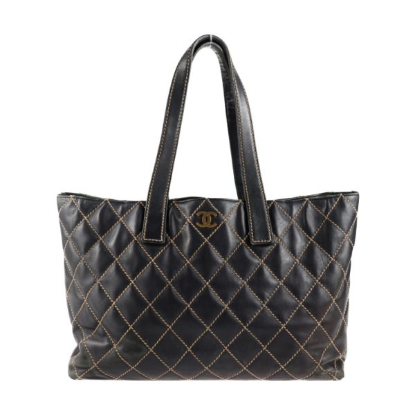 2008093002169 1 Chanel Wild Stitch Tote Bag Leather Black