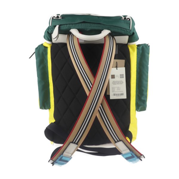 2008103007116 3 Burberry Nylon Leather Rucksack Green Yellow Multicolor