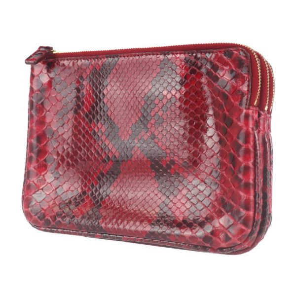 2009103001164 2 Celine Trio Python Clutch Bag Red