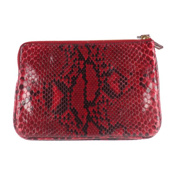 2009103001164 3 Celine Trio Python Clutch Bag Red