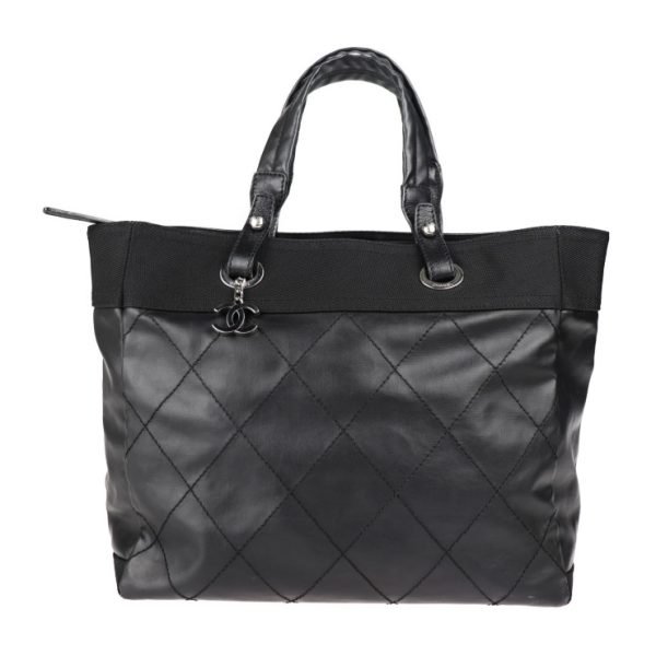 2010123007221 1 Chanel MM Paris Biarritz Tote Bag Canvas Black