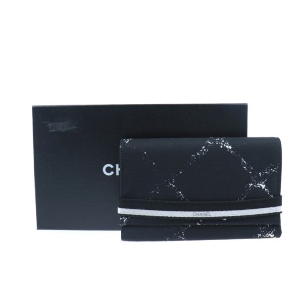 2011023002088 9 Chanel Travel Line Trifold Wallet Nylon Black