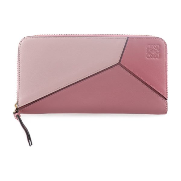 2011063007188 1 Loewe Puzzle Calf Leather Long Wallet Soft Pink