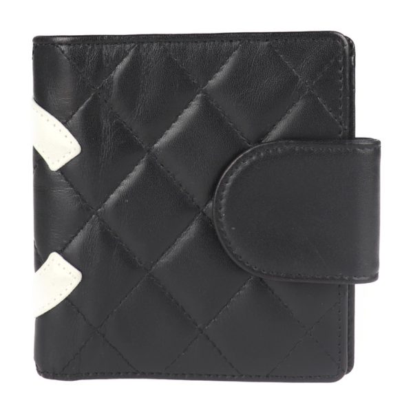 2011113002164 3 Chanel Bifold Wallet Leather Black Pouch Coco Mark