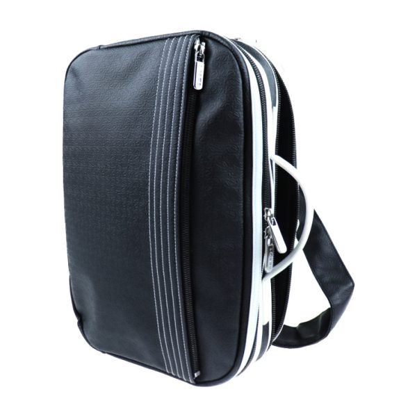 2014013002070 2 Loewe Anagram PVC Leather Backpack Black White