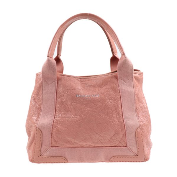 2014043002198 1 Balenciaga Navy Hippo S Leather Tote Bag Pink