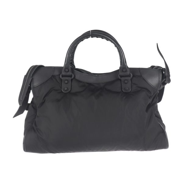 2014103007234 3 Balenciaga Nylon Leather Handbag Black