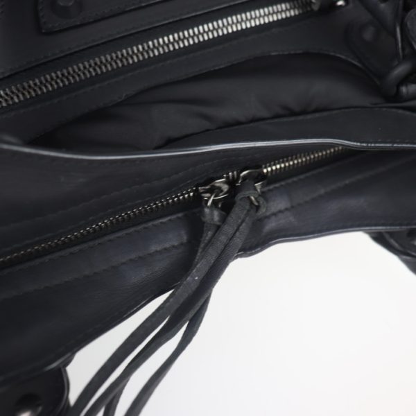 2014103007234 8 Balenciaga Nylon Leather Handbag Black