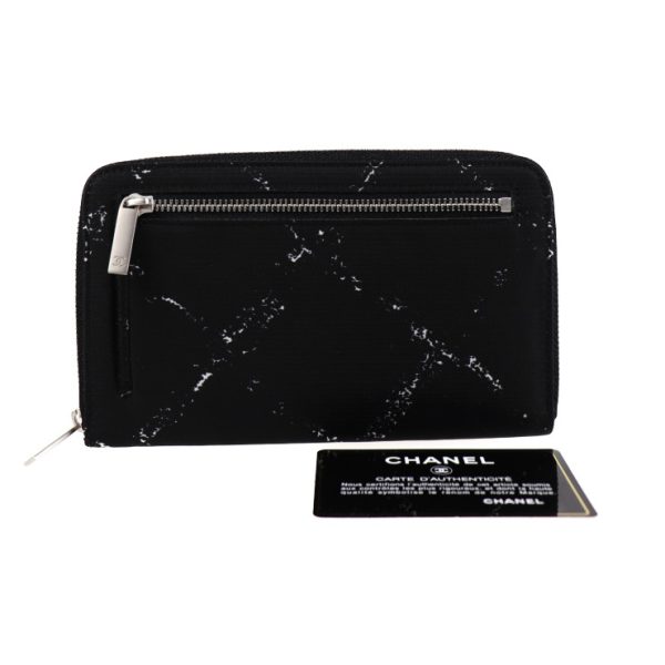 2015043007251 8 Chanel Travel Line Long Wallet Black Round Zipper